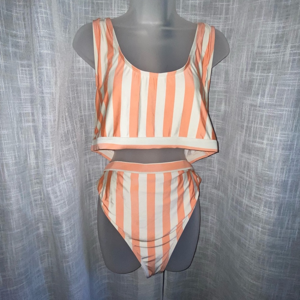 Fashion Nova Madrid High waist striped bikini size 2X plus